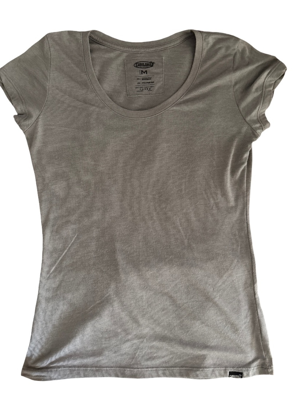Cariloha Scoop Neck Short Sleeve Tee in Light Gray - Medium